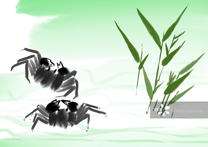 螃蟹风景自然新媒体图画书插画图片素材