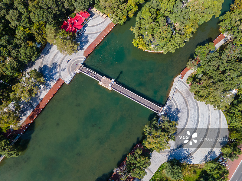 内蒙古呼伦贝尔市扎兰屯市吊桥公园航拍风景图片素材
