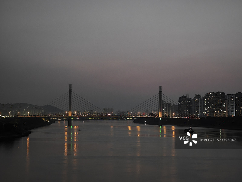 南宁邕江黄昏景色图片素材