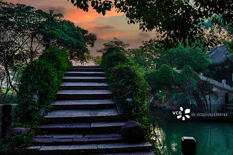 嘉兴梅花洲双桥风景图片素材