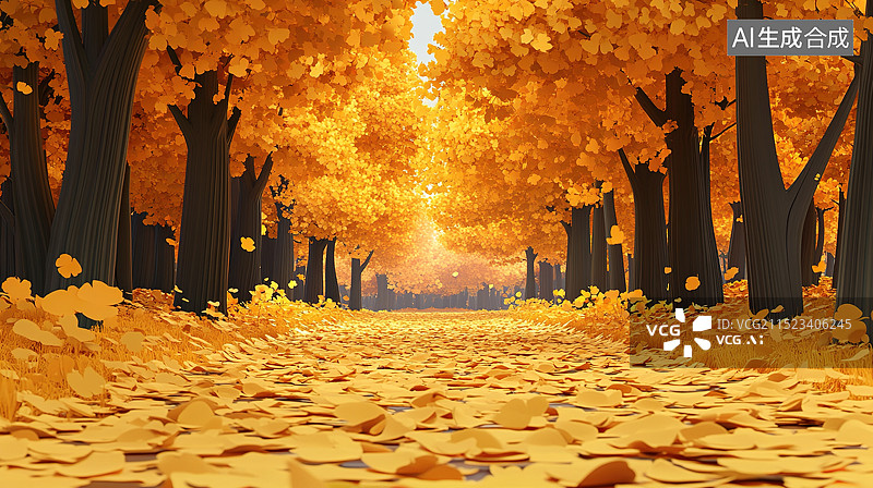 【AI数字艺术】秋天的银杏树图片素材
