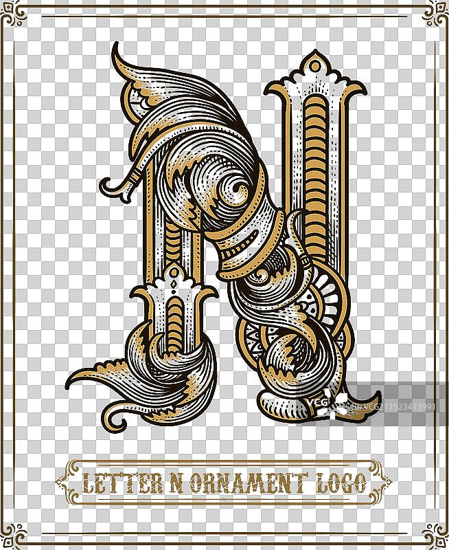 复古装饰logo字母N - logo图片素材