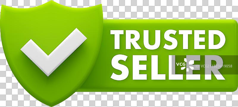 值得信赖的卖家徽章 - 绿色复选标记图片素材