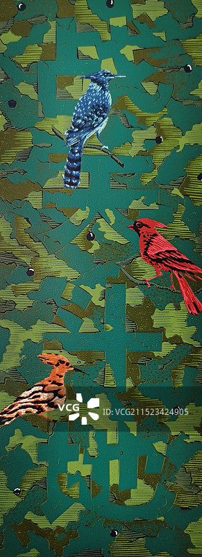 绝版套色木刻 《乐园之三》图片素材