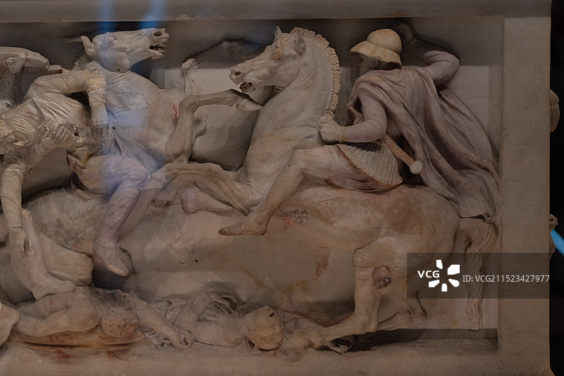 亚历山大大帝石棺-石棺展厅-土耳其伊斯坦布尔考古博物馆馆藏文物图片素材