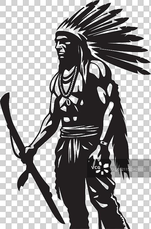 部落守护者阿帕奇族标志徽章图片素材