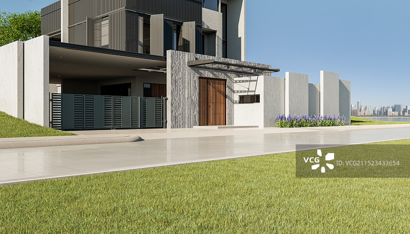 草坪庭院_独栋别墅图片素材