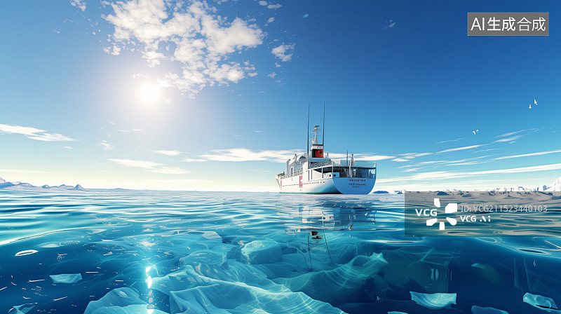 【AI数字艺术】货运船在海上行驶图片素材