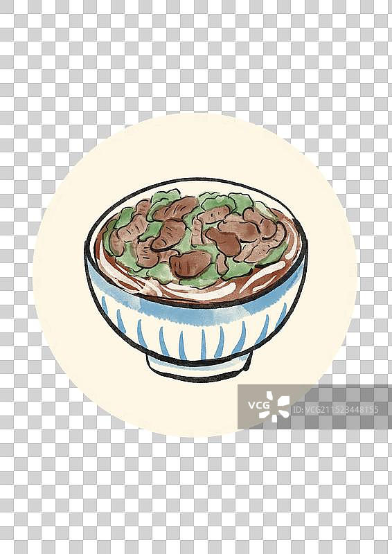 国潮风晋城美食插画元素-饸饹面图片素材