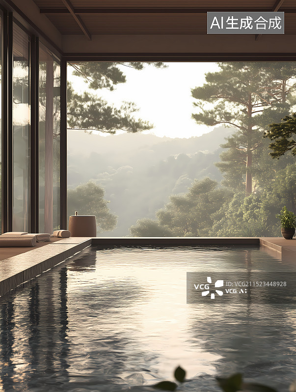 【AI数字艺术】豪华酒店室内游泳池图片素材
