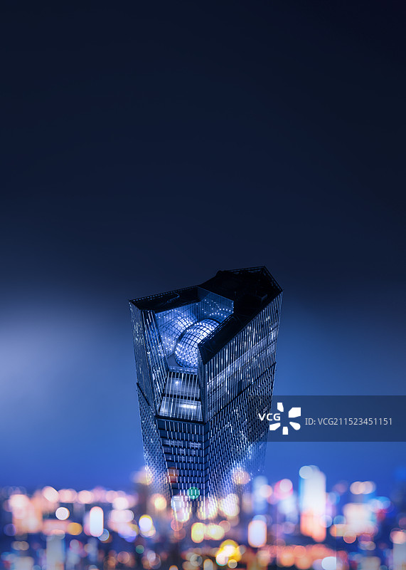 云上的青岛海天中心与光斑图片素材