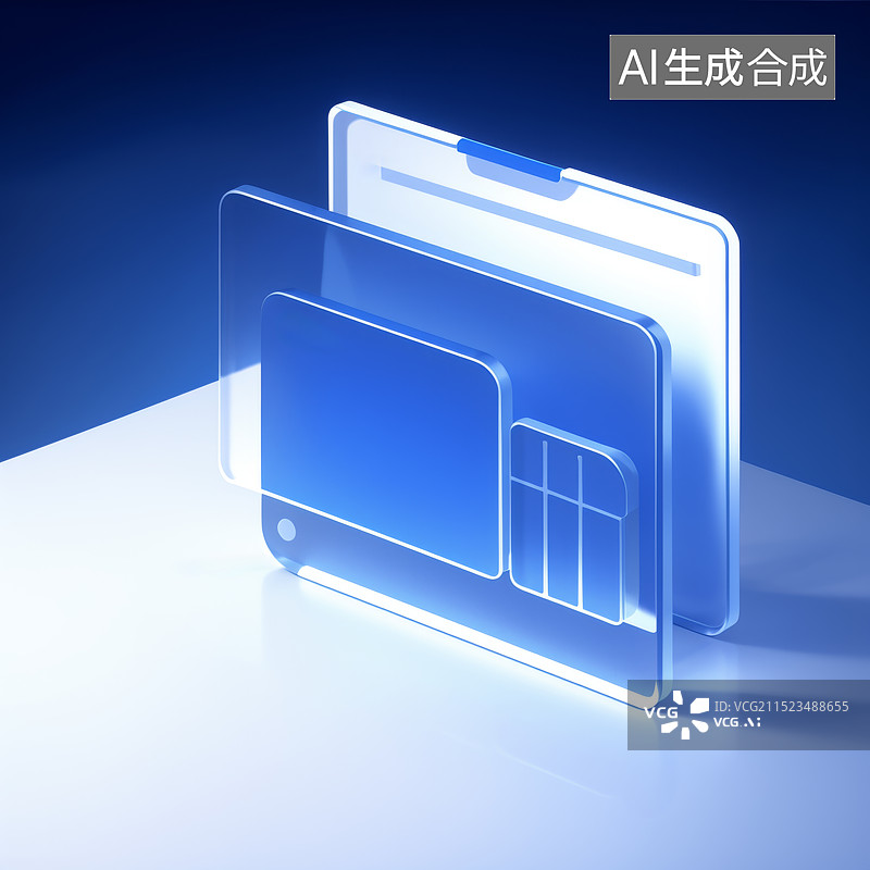 【AI数字艺术】蓝色文件夹图标图片素材