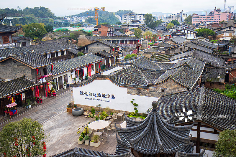 福建三明沙县东门古街及七峰叠翠3A景区周边风光图片素材
