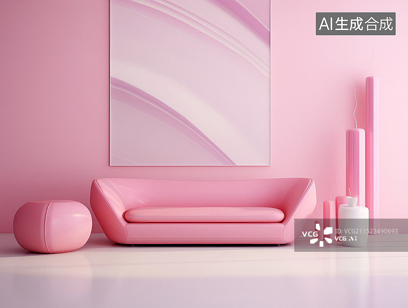 【AI数字艺术】粉色室内空间图片素材