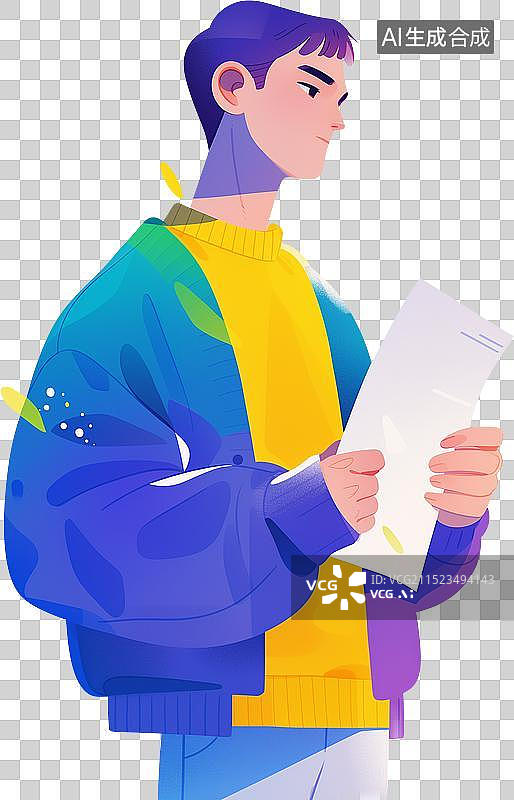 【AI数字艺术】一位大学生拿着简历在找工作插画图片素材