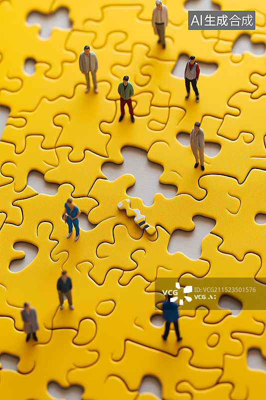 【AI数字艺术】经济商务拼图图片素材