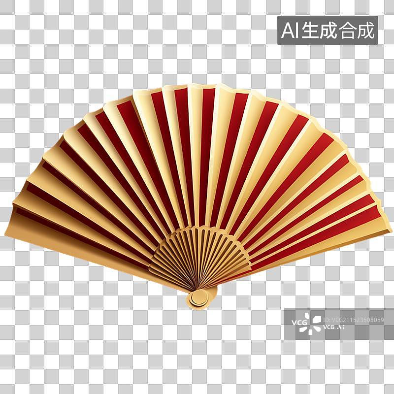 【AI数字艺术】国风3D质感免抠元素金色折扇图片素材