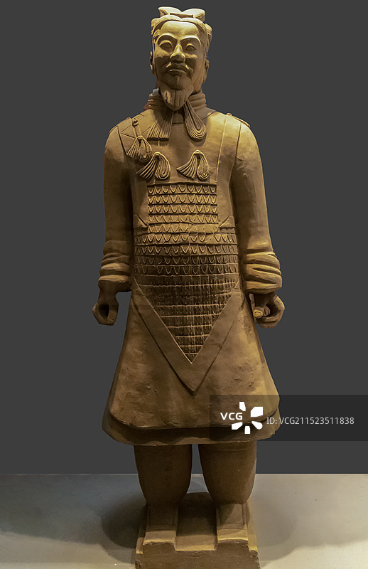 天津博物馆（天津文博院）“天津人文的由来”展：兵马俑（陕西出土，体现秦国强大军事力量）图片素材