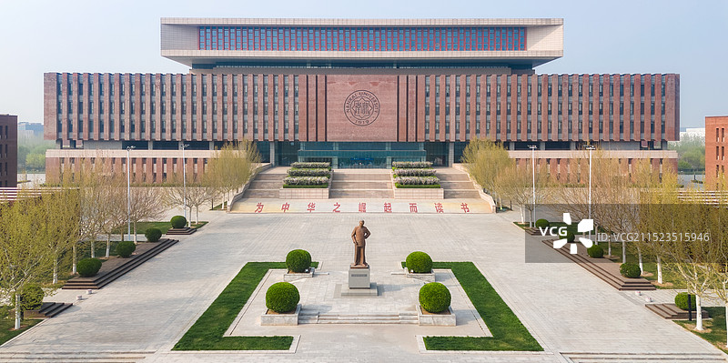 天津南开大学图书馆中心馆航拍图片素材