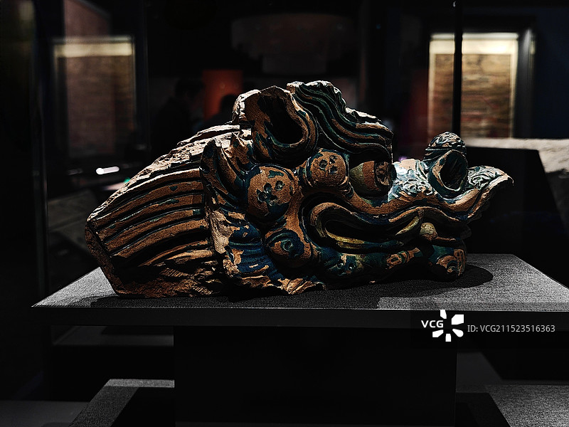 首都博物馆 蓝琉璃吻兽 元代 元大都遗址出土图片素材