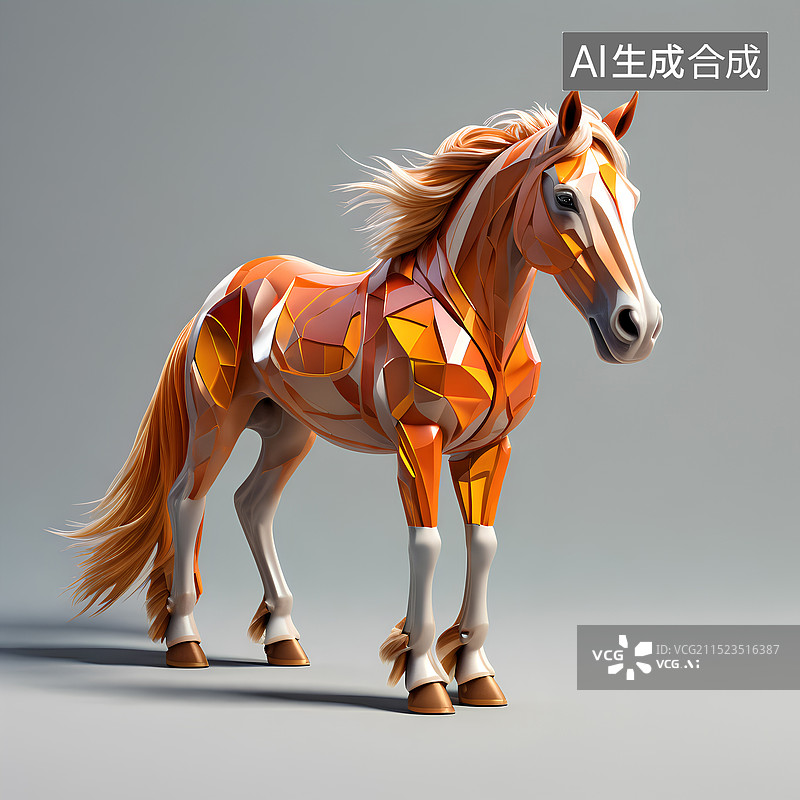 【AI数字艺术】模型图标 站着的马图片素材