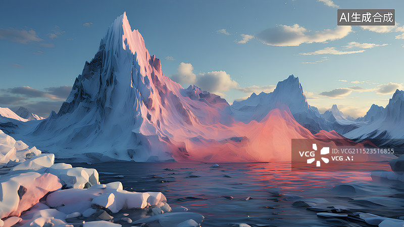 【AI数字艺术】风景主题插画 冬天的雪山图片素材