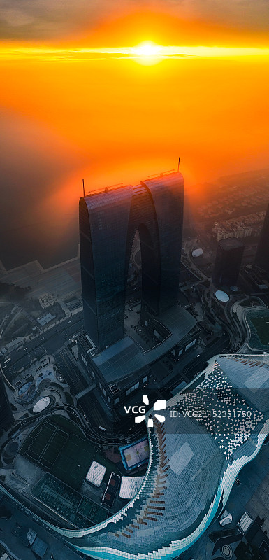 苏州东方之门航拍风景图片素材