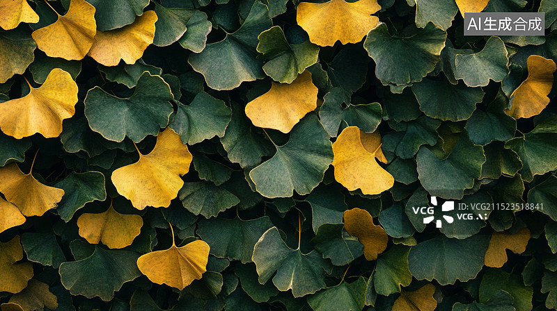 【AI数字艺术】满画幅银杏叶图片素材