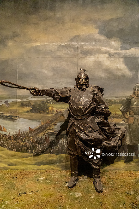 天津博物馆（天津文博院）“天津人文的由来”展：朱棣在天津三岔河口时的情景图片素材