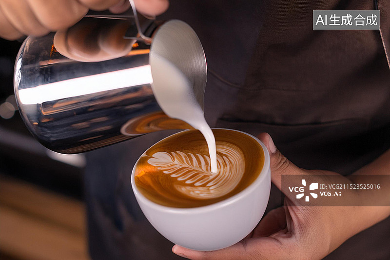 【AI数字艺术】一个人往杯子里倒咖啡图片素材