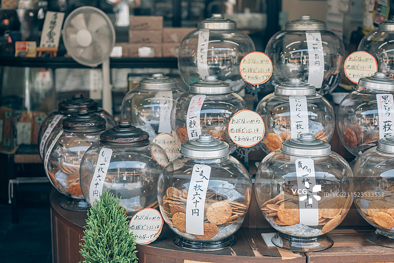 日式昭和仙贝煎饼店图片素材
