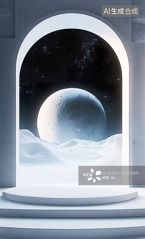 【AI数字艺术】空白的展台展示平台场景插画背景图图片素材