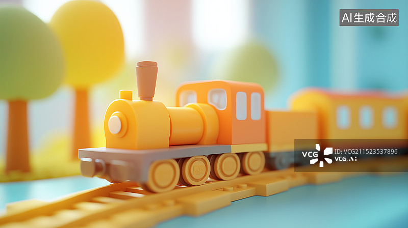 【AI数字艺术】积木玩具小火车图片素材