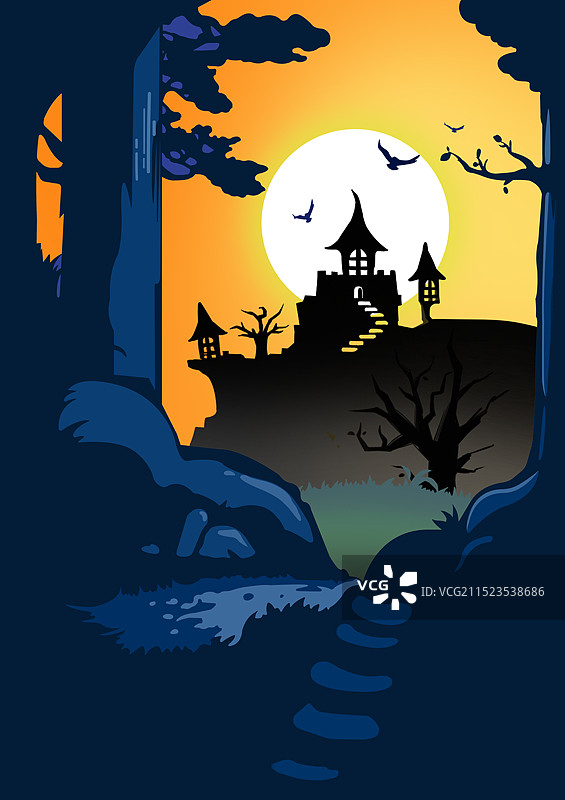 万圣节海报插画背景图片素材