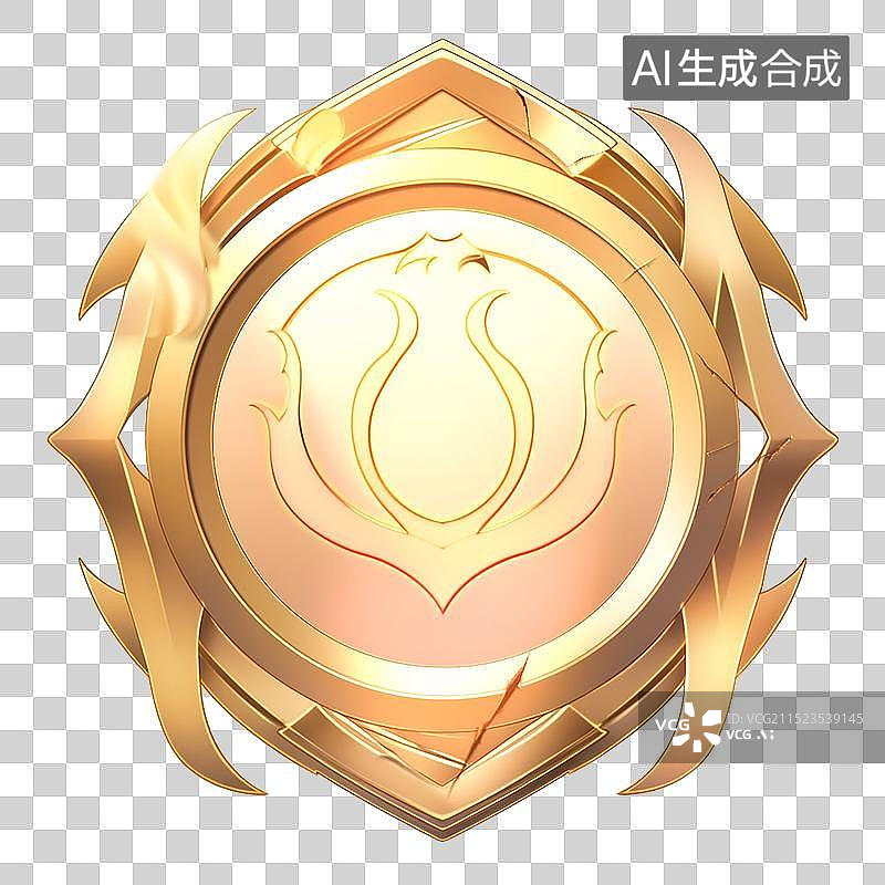 【AI数字艺术】金色金属勋章徽章奖章图片素材
