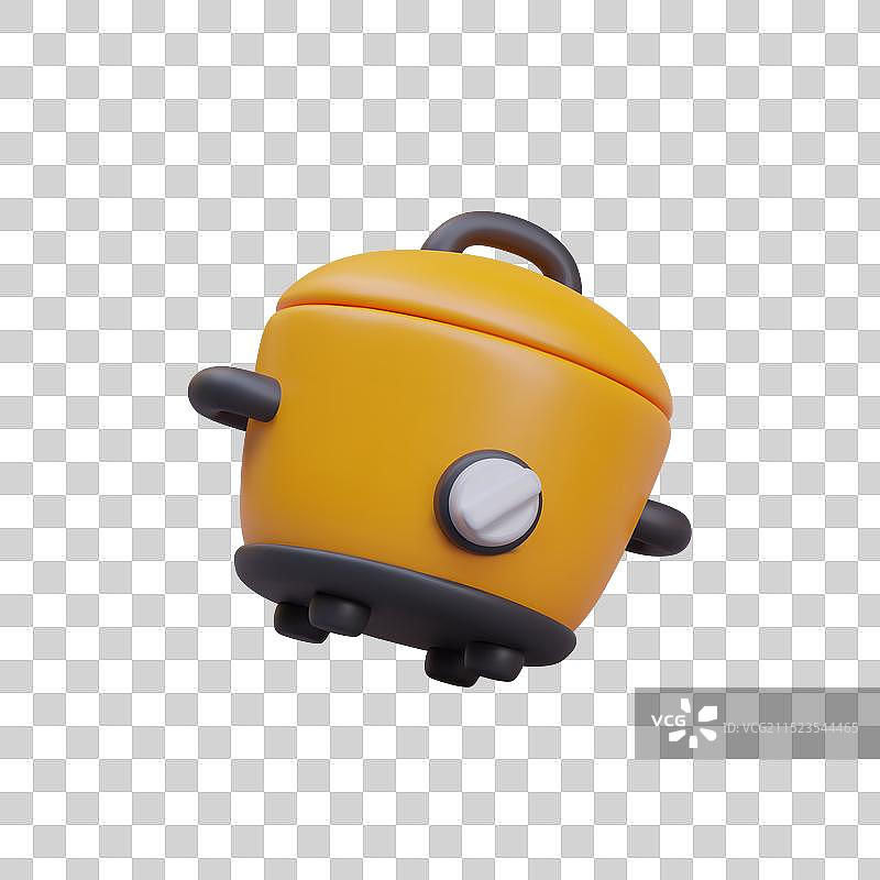 逼真的黄色电炖锅图片素材