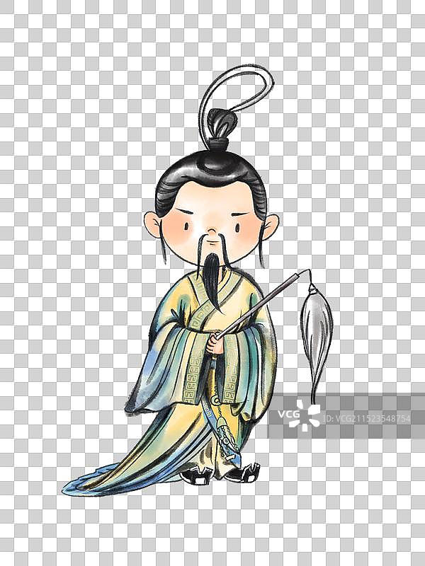 Q版古风水墨人物小道士图片素材