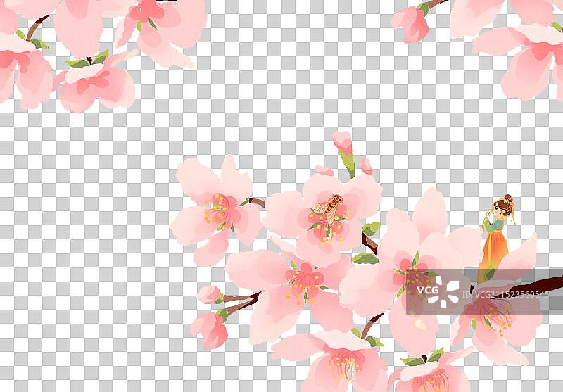 插画元素春天樱花清新图片素材