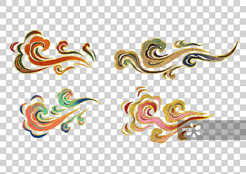 敦煌传统祥云装饰框—国画古风水墨国风元素图片素材