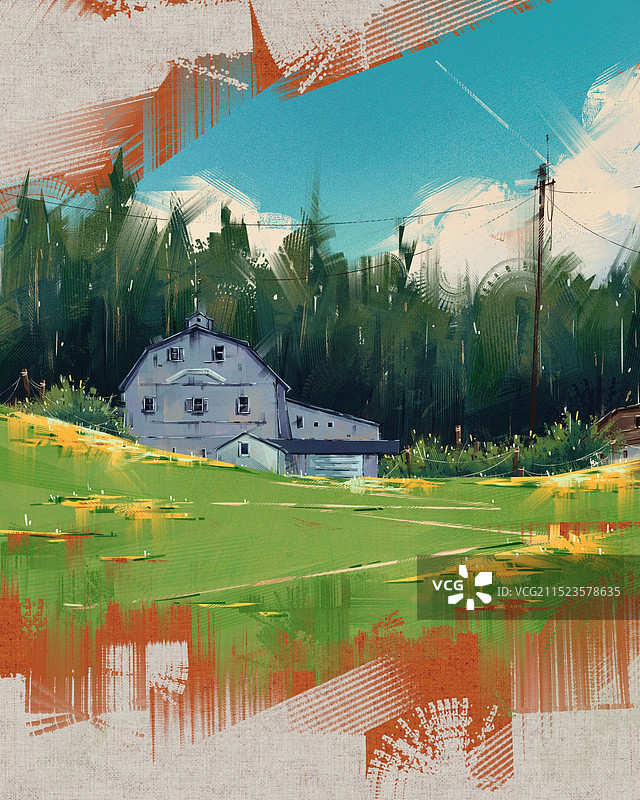 牧场上的房子图片素材