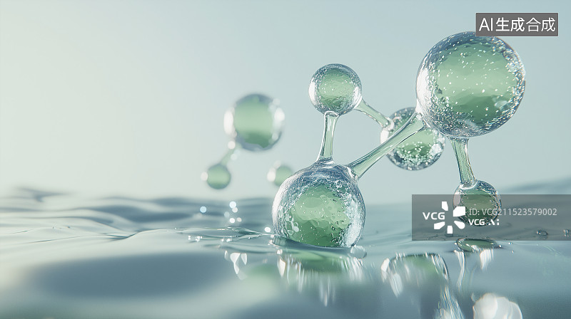 【AI数字艺术】绿色分子细胞特写镜头图片素材