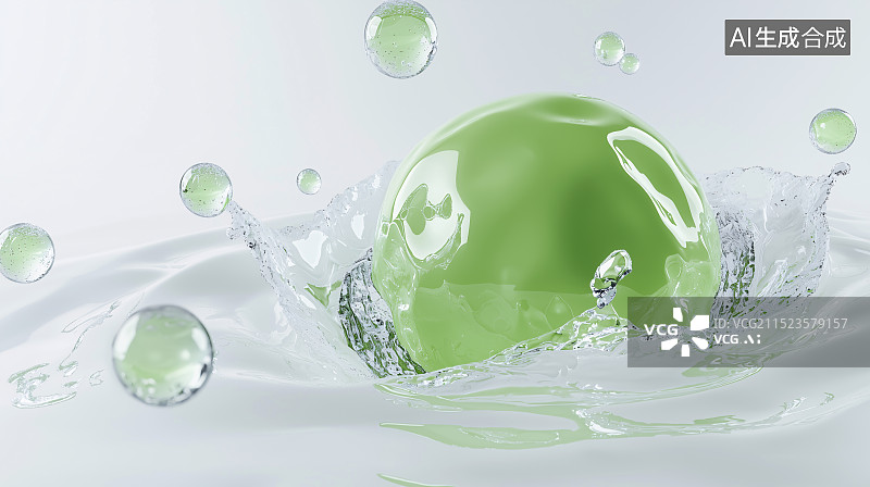 【AI数字艺术】绿色分子细胞特写镜头图片素材