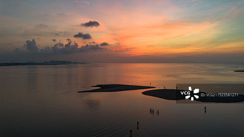 北海银滩朝霞图片素材