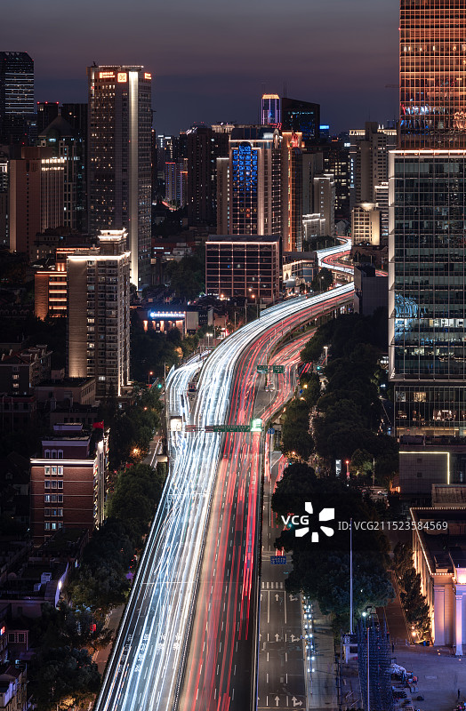 上海延安路夜景风光图片素材