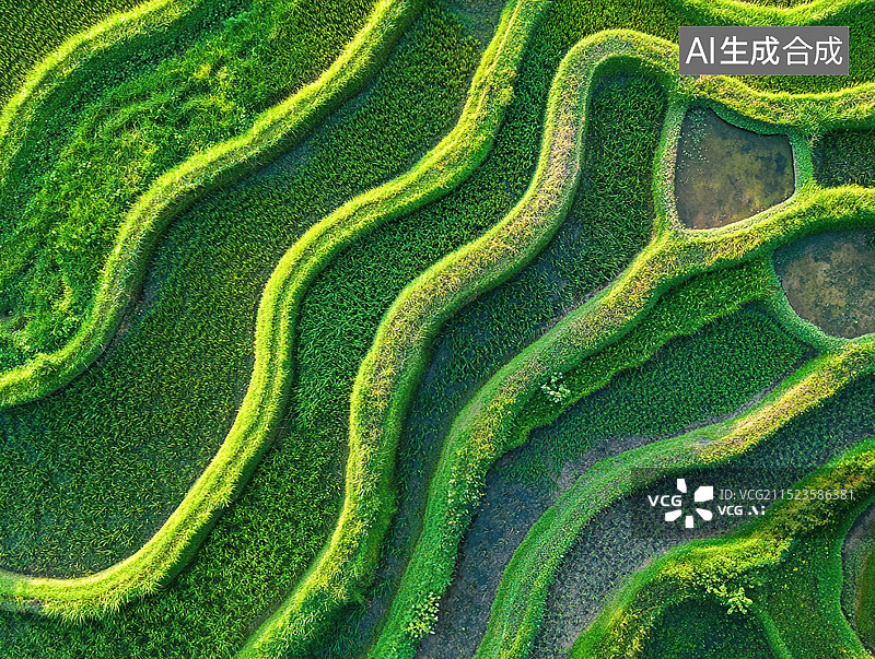 【AI数字艺术】梯田 俯视图片素材