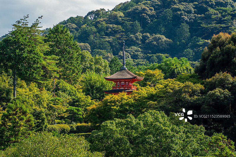 日本地标清水寺著名旅游景点古代建筑图片素材