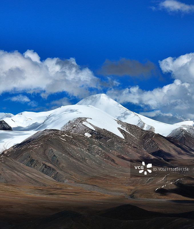 青海省昆仑山世界地质公园昆仑山脉主峰玉珠峰航拍图片素材
