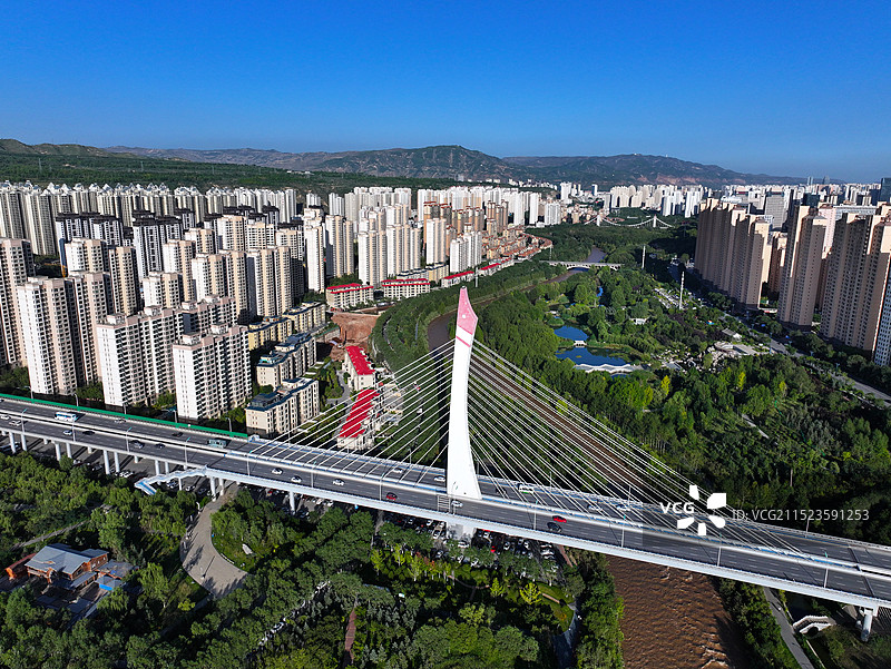 青海省西宁湟水国家湿地公园海湖湿地公园航拍图片素材