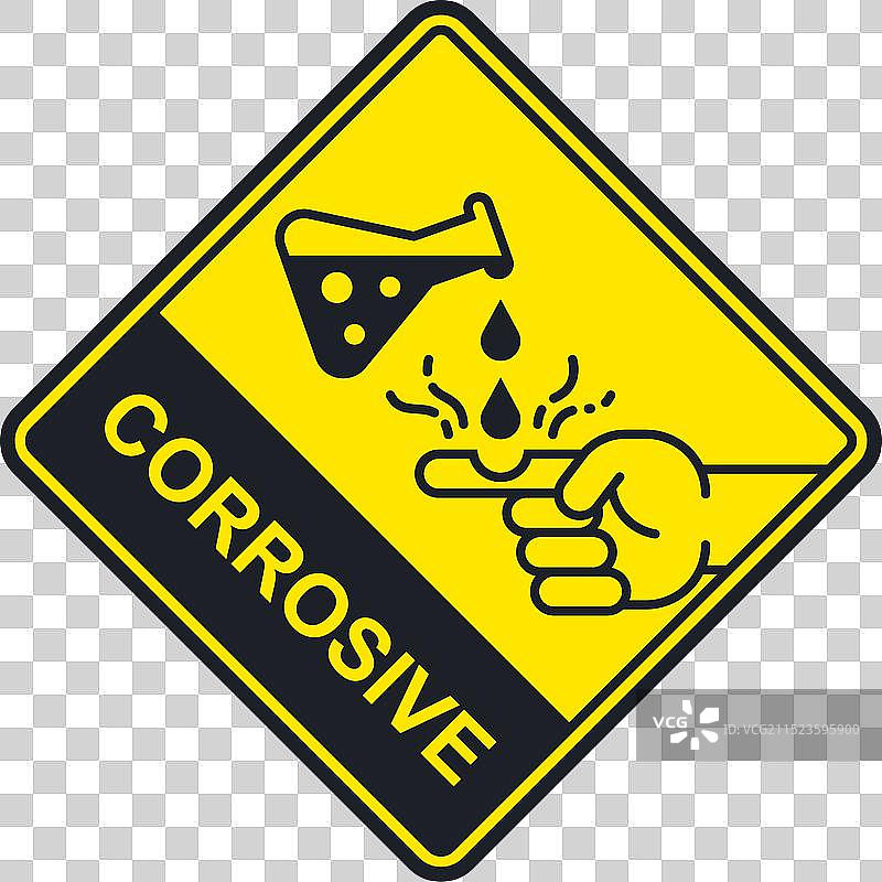 黄色酸性物质警告标志图片素材