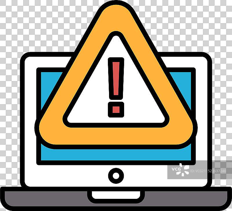 电脑显示器，上面有一个红色三角形图片素材